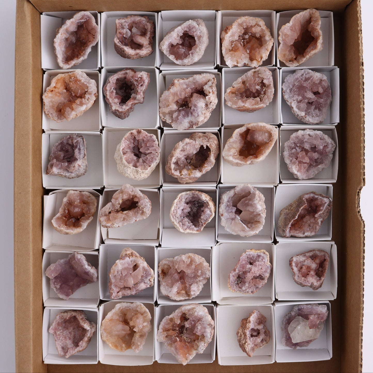 Pink Amethyst Flat of 30 - Expert Wholesale and Supplier of Wholesale Crystals & Bulk Gemstones, ["Amethyst","Pink Amethyst"]
