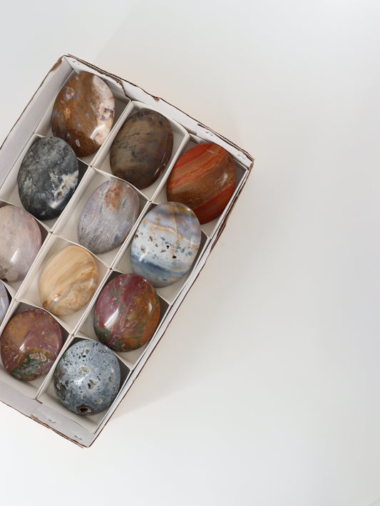 Ocean Jasper Palm Stones Flat - Expert Supplier of Wholesale Crystals & Bulk Gemstones