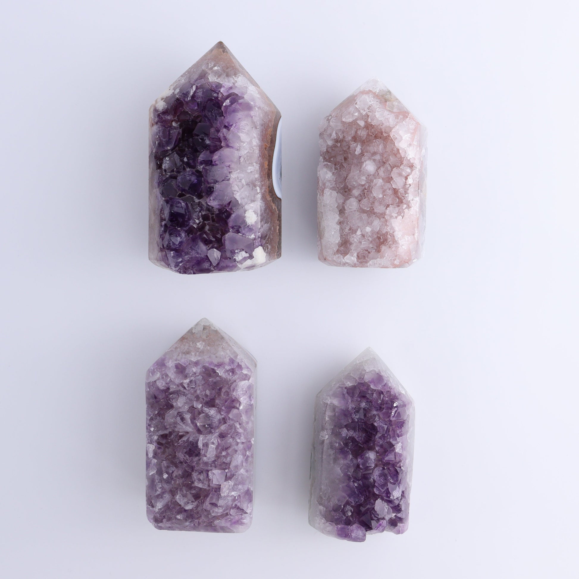 Uruguay Amethyst Towers Set of 4 - Expert Wholesale and Supplier of Wholesale Crystals & Bulk Gemstones, ["Amethyst","Towers","Uruguay"]