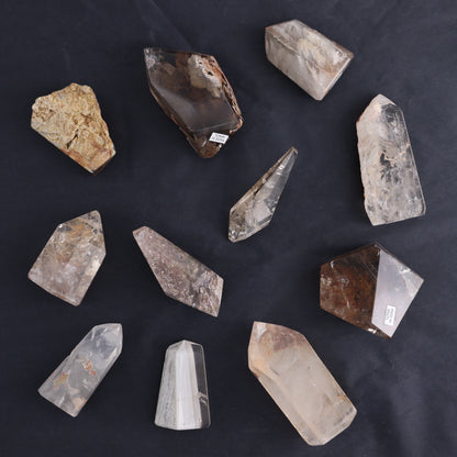 Rutilated Quartz Mixed Towers & Freeform Set of 11 - Expert Wholesale and Supplier of Wholesale Crystals & Bulk Gemstones, ["Brazil","Freeform","Rutilated Quartz","Towers"]