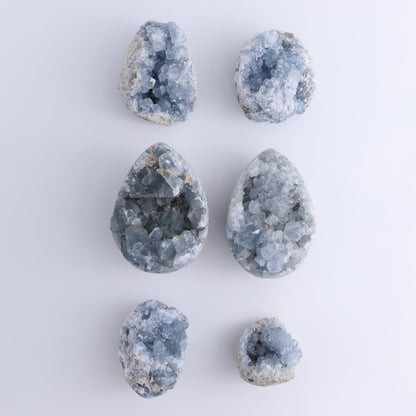 Celestite Eggs & Clusters Set of 6 - Expert Wholesale and Supplier of Wholesale Crystals & Bulk Gemstones, ["Celestite","Clusters","Freeform"]