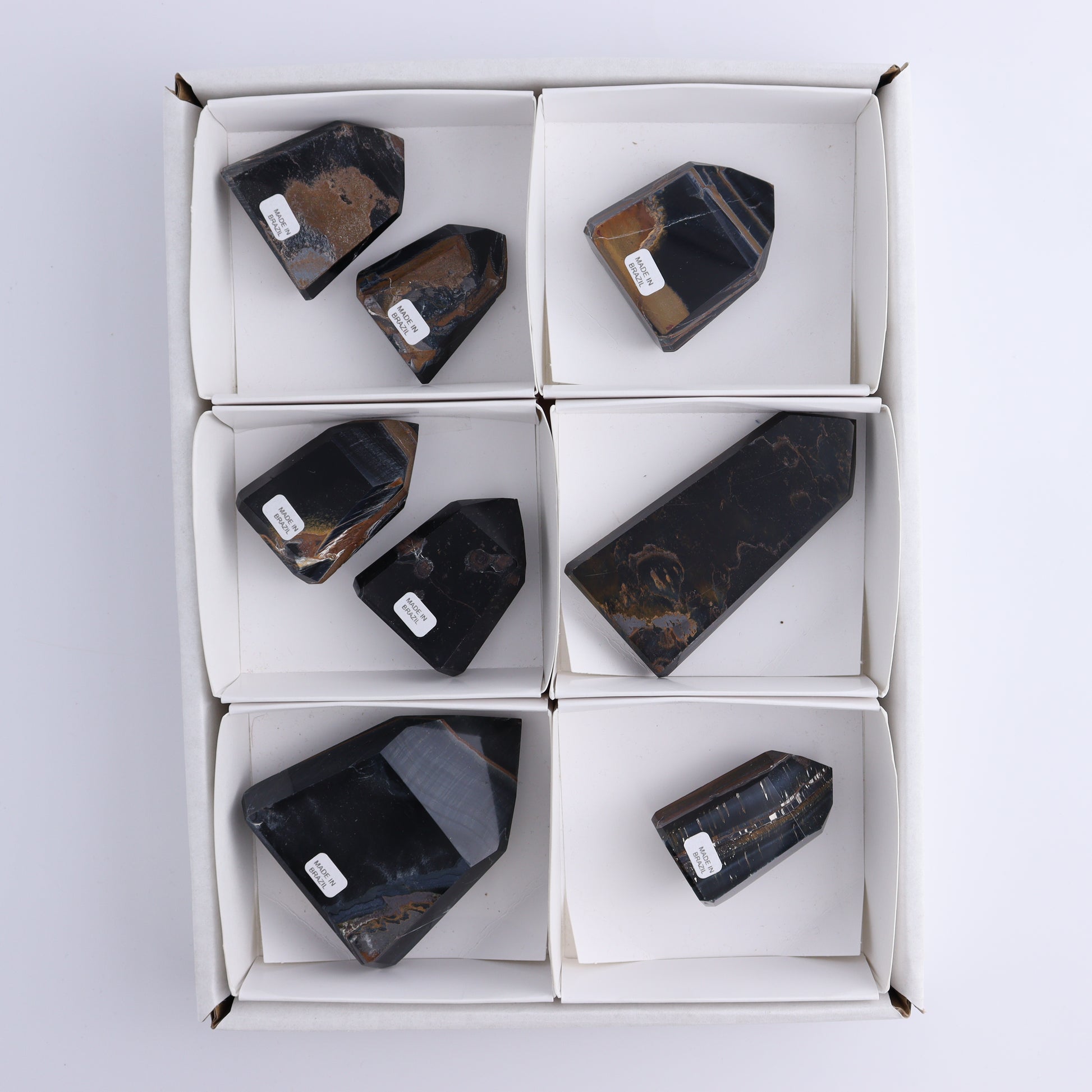 Tiger Eye Towers Set of 8 - Expert Wholesale and Supplier of Wholesale Crystals & Bulk Gemstones, ["Brazil","close_70","Tiger Eye","Towers"]