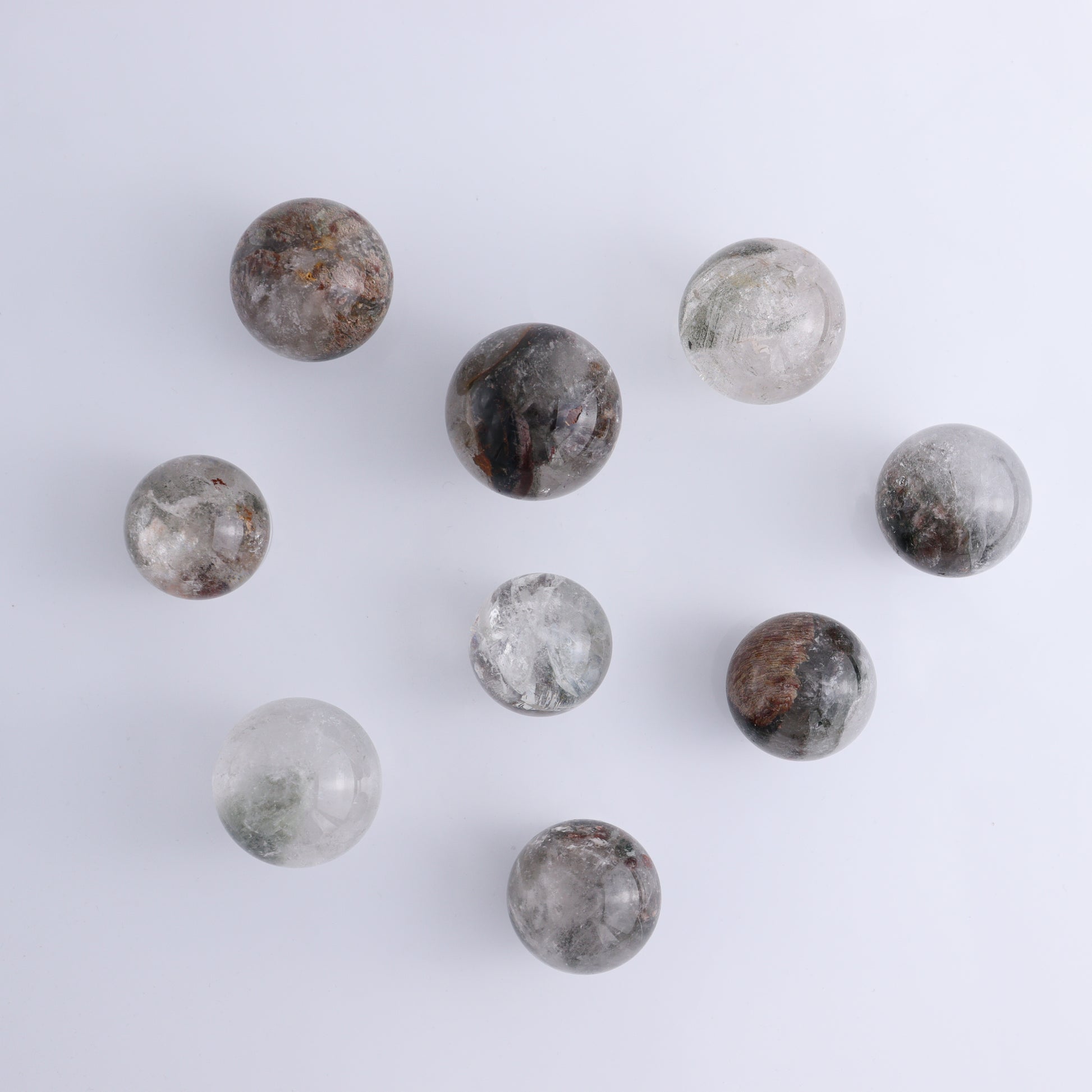 Garden Quartz Spheres Set of 9 - Expert Wholesale and Supplier of Wholesale Crystals & Bulk Gemstones, ["China","Garden Quartz","Spheres"]