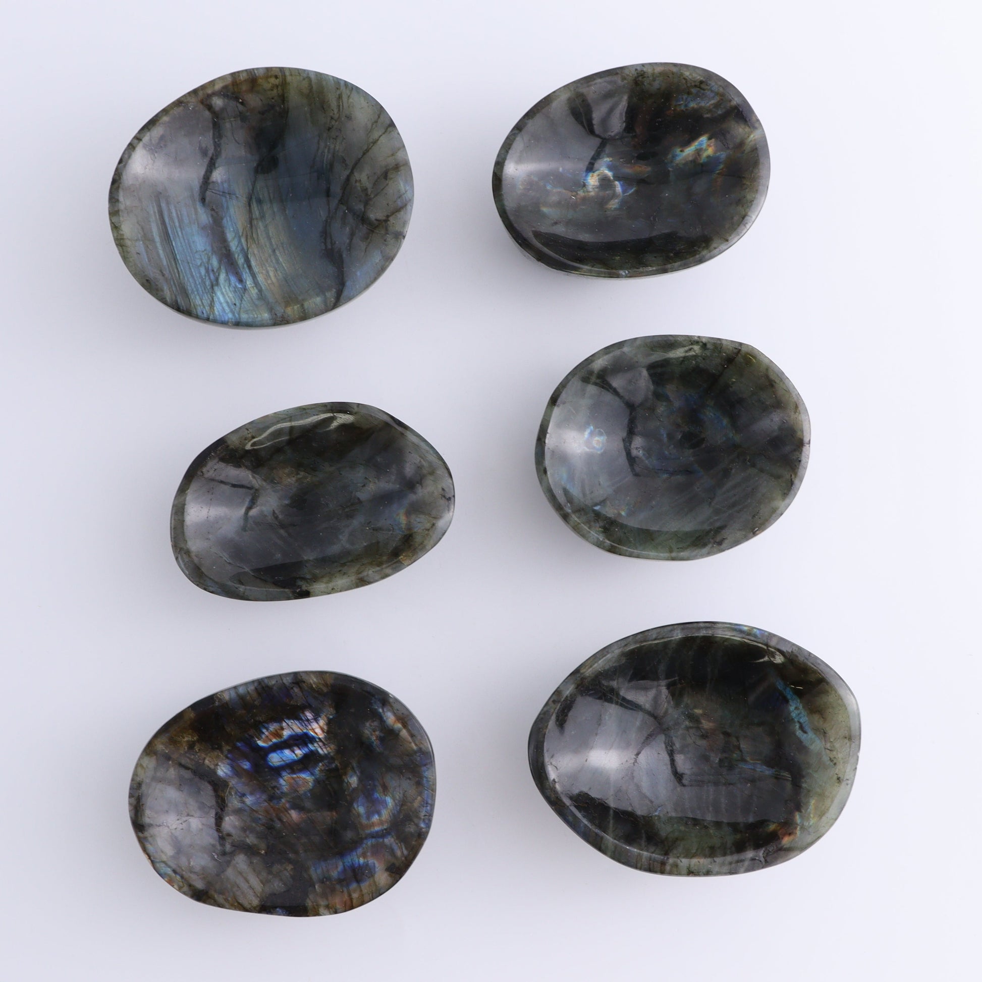 Labradorite Bowls Set of 12 - Expert Wholesale and Supplier of Wholesale Crystals & Bulk Gemstones, ["Bowls","Labradorite","Madagascar"]
