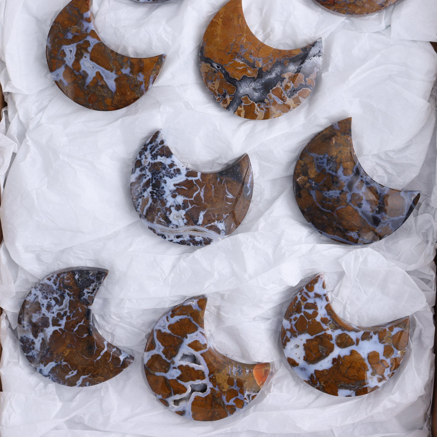 Brecciated Jasper Moons Set of 9 - Expert Wholesale and Supplier of Wholesale Crystals & Bulk Gemstones, ["Brecciated Jasper","Indonesia","moons"]