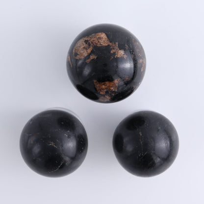 Black Tourmaline Spheres Set of 6