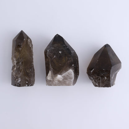 Smoky Quartz Polished Tops Set of 18 - Expert Wholesale and Supplier of Wholesale Crystals & Bulk Gemstones, ["Brazil","close_70","Points","Quartz","Smoky Quartz"]