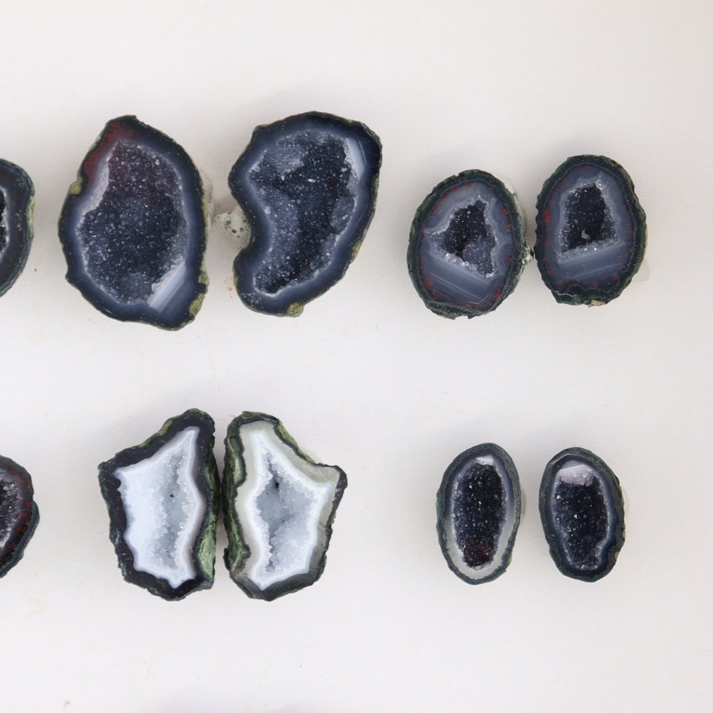 Tabasco Geodes 9 Pairs - Expert Wholesale and Supplier of Wholesale Crystals & Bulk Gemstones, ["Geodes","Tabasco Geode"]