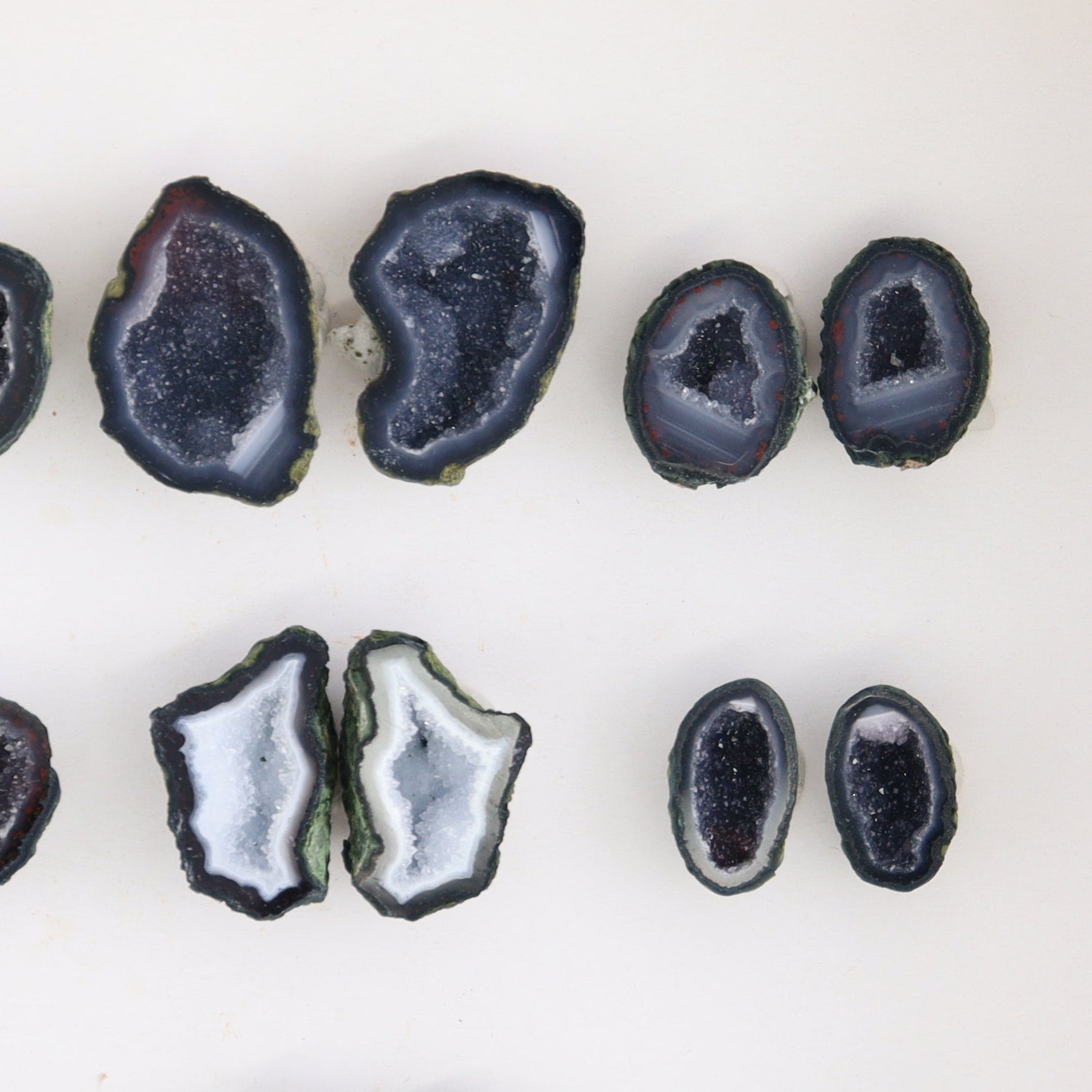 Tabasco Geodes 9 Pairs - Expert Wholesale and Supplier of Wholesale Crystals & Bulk Gemstones, ["Geodes","Tabasco Geode"]