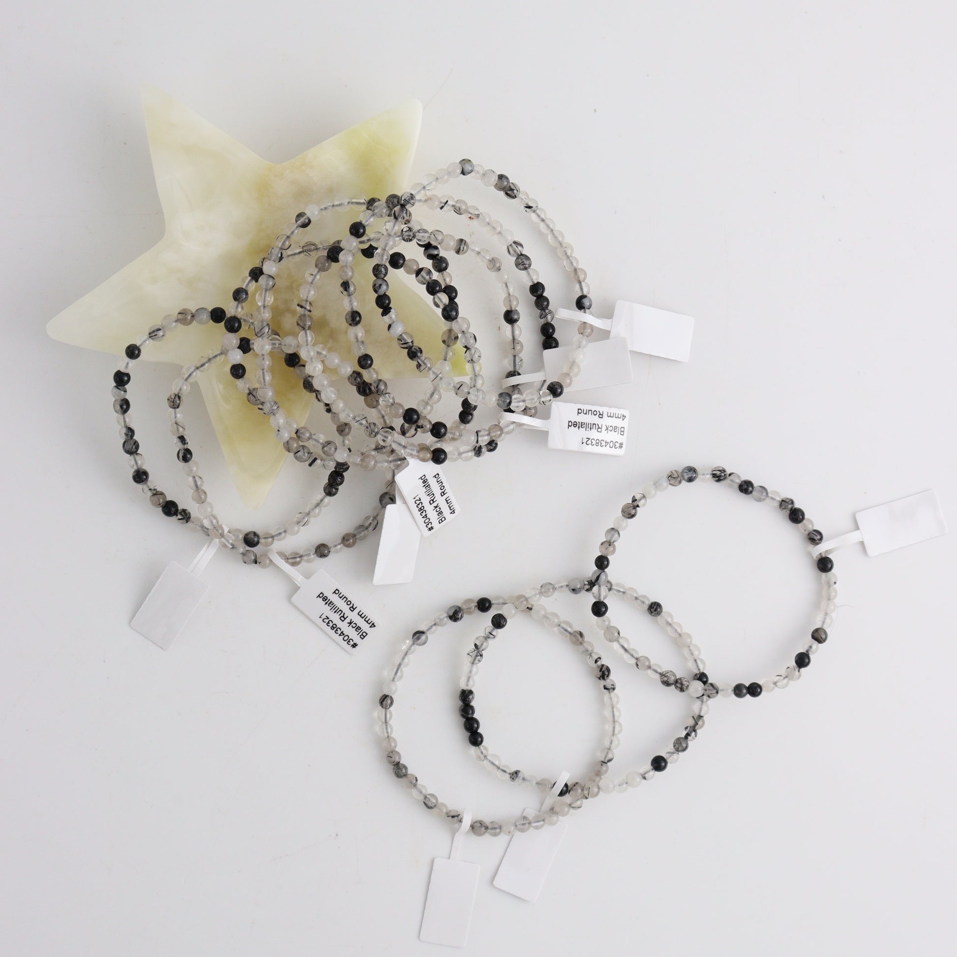 Black Rutiled Quartz Bracelet 4mm Set of 10 - Expert Wholesale and Supplier of Wholesale Crystals & Bulk Gemstones, ["bracelets","China","Jewelry","Quartz","Rutiled Quartz"]