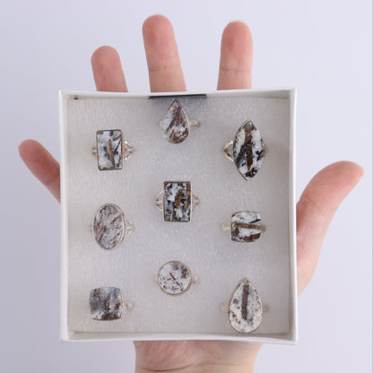 Astrophyllite Rings Set of 9 - Expert Wholesale and Supplier of Wholesale Crystals & Bulk Gemstones, ["Astrophyllite","close_50","India","Ring","rings","sterling silver"]