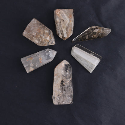 Rutilated Quartz Mixed Towers & Freeform Set of 11 - Expert Wholesale and Supplier of Wholesale Crystals & Bulk Gemstones, ["Brazil","Freeform","Rutilated Quartz","Towers"]