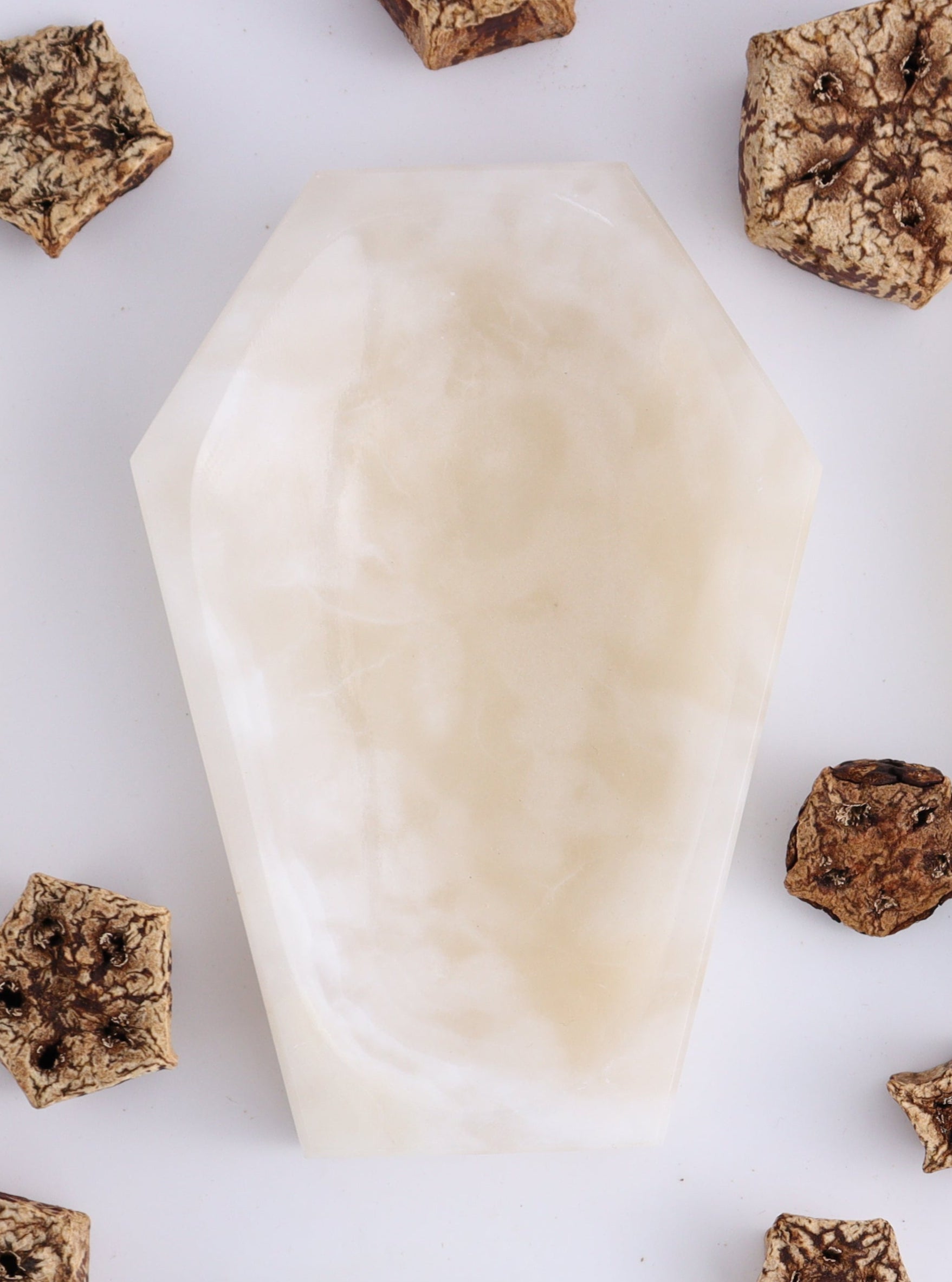One White Onyx Coffin - Expert Wholesale and Supplier of Wholesale Crystals & Bulk Gemstones, ["Catalog Onyx","Coffins","Halloween","Mexico","onyx","Plates","White onyx"]