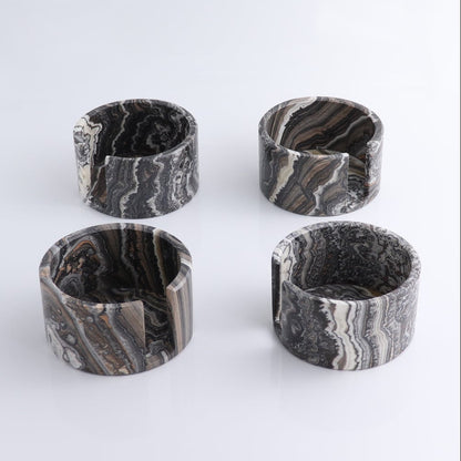 Coaster Set Mexican Onyx/Calcite Black Zebra