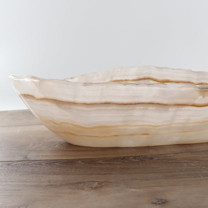 Mexican Onyx/Calcite Canoe Bowl 24"