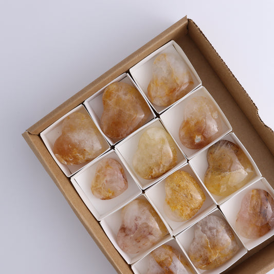Golden Healer Hearts Set of 12 - Expert Wholesale and Supplier of Wholesale Crystals & Bulk Gemstones, ["Brazil","Golden Healer","Hearts"]