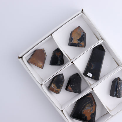 Tiger Eye Towers Set of 8 - Expert Wholesale and Supplier of Wholesale Crystals & Bulk Gemstones, ["Brazil","close_70","Tiger Eye","Towers"]