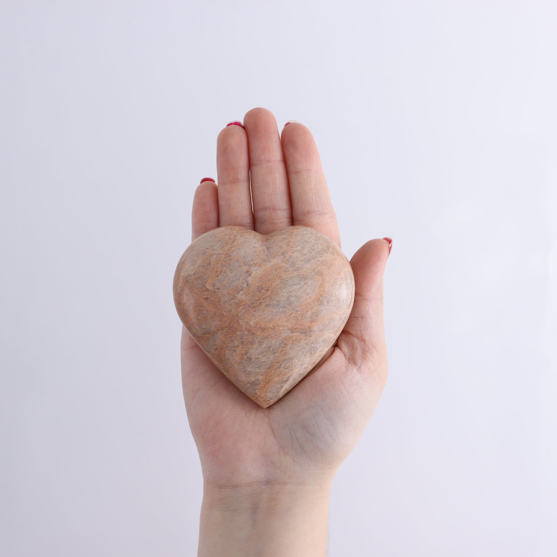 Peach Moonstone Hearts Set of 5 - Expert Wholesale and Supplier of Wholesale Crystals & Bulk Gemstones, ["Hearts","Madagascar","Peach Moonstone"]