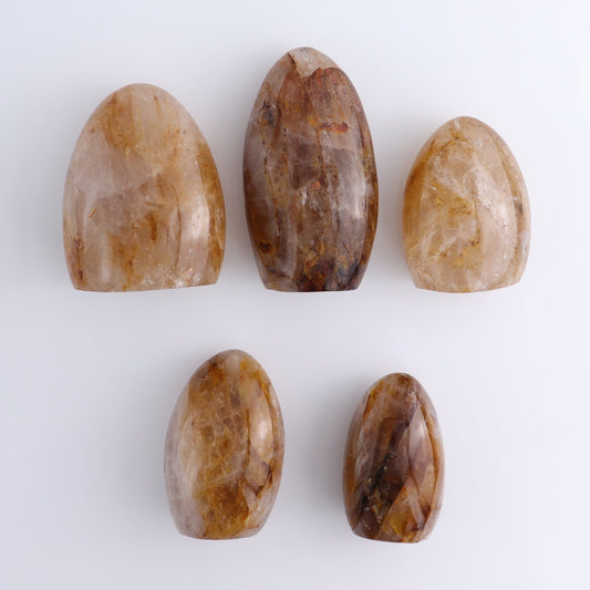 Golden Hematite Quartz Freeforms Set of 5 | Mi Esperanza Minerals | Supplier of Crystals and Onyx