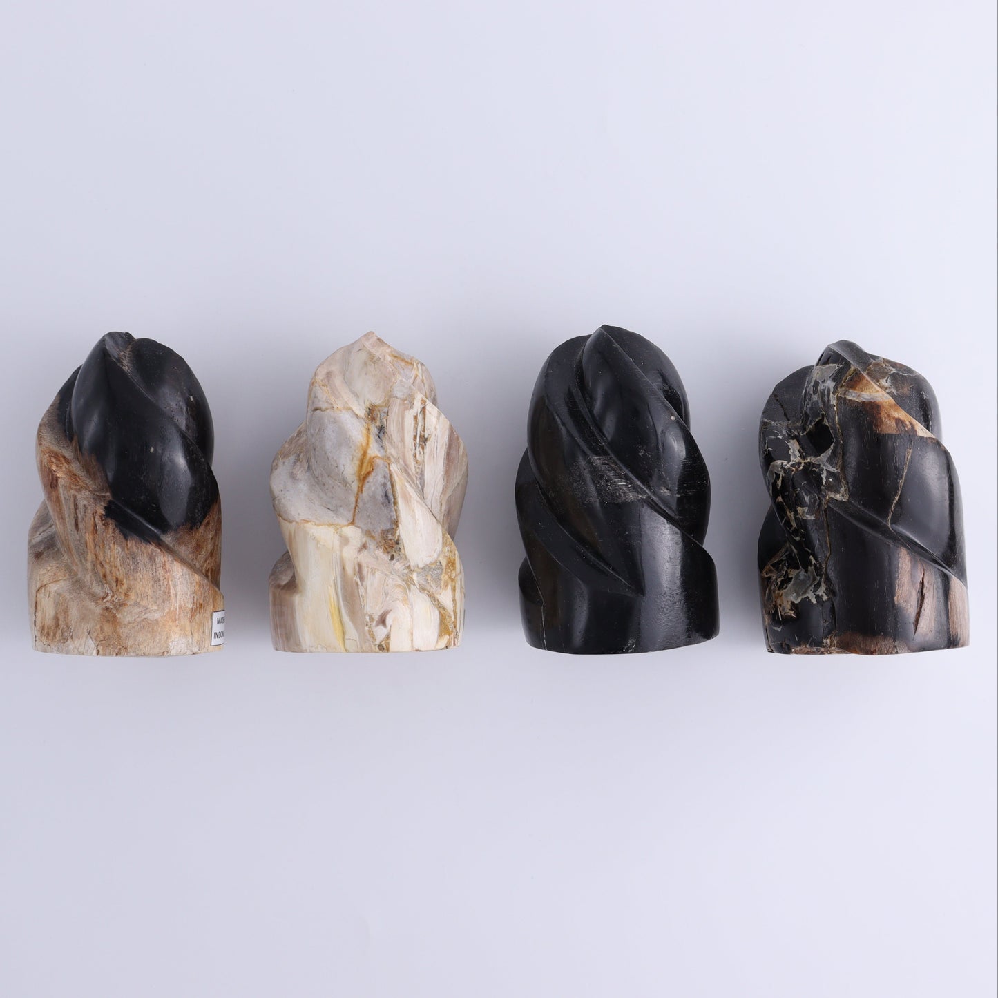 Petrified Wood Flames Set of 4 - Expert Wholesale and Supplier of Wholesale Crystals & Bulk Gemstones, ["Indonesia","Petrified Wood","Spheres"]