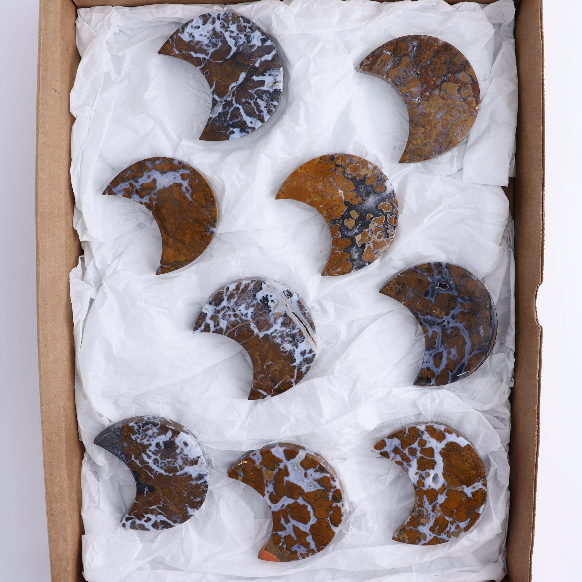 Brecciated Jasper Moons Set of 9 - Expert Wholesale and Supplier of Wholesale Crystals & Bulk Gemstones, ["Brecciated Jasper","Indonesia","moons"]