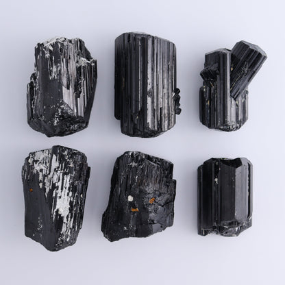 Black Tourmaline Roughs Set of 6 - Expert Wholesale and Supplier of Wholesale Crystals & Bulk Gemstones, ["Black Tourmaline","Madagascar","Rough","Tourmaline"]