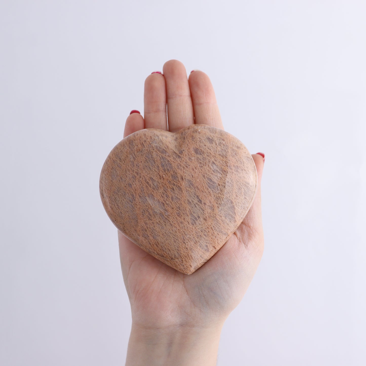 Peach Moonstone Hearts Set of 5 - Expert Wholesale and Supplier of Wholesale Crystals & Bulk Gemstones, ["Hearts","Madagascar","Peach Moonstone"]