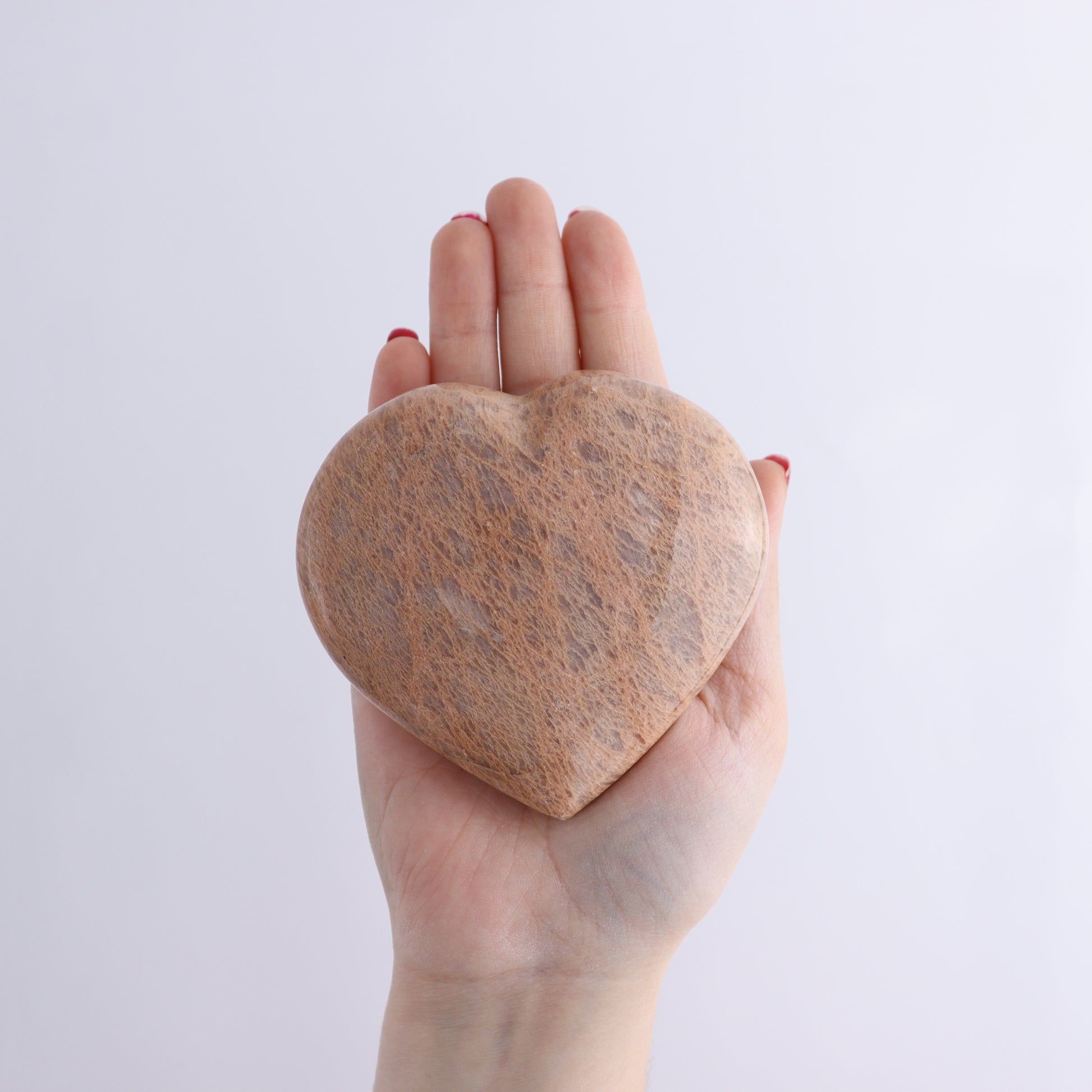 Peach Moonstone Hearts Set of 5 - Expert Wholesale and Supplier of Wholesale Crystals & Bulk Gemstones, ["Hearts","Madagascar","Peach Moonstone"]