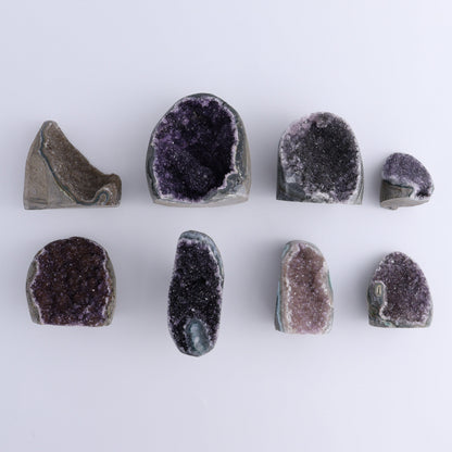 Uruguay Amethyst Cut Base Set of 8 - Expert Wholesale and Supplier of Wholesale Crystals & Bulk Gemstones, ["Amethyst","Cut Base","Uruguay"]