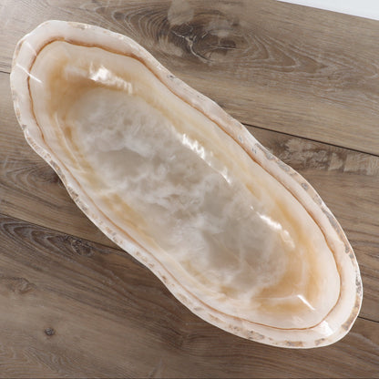 Mexican Onyx/Calcite Canoe Bowl 24"