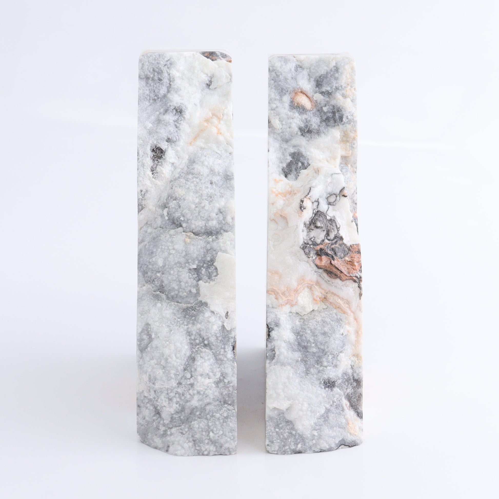 One Pair of Mexican Onyx/Calcite Yellow & White Zebra Rough Bookend - Expert Wholesale and Supplier of Wholesale Crystals & Bulk Gemstones, ["Bookends","Calcite","Catalog Onyx","Mexico","onyx"]