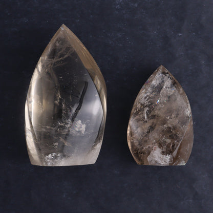 Imperfect Clear and Smoky Quartz Flames Set of 6 - Expert Wholesale and Supplier of Wholesale Crystals & Bulk Gemstones, ["Brazil","Clear Quartz","flames","Quartz","Smoky Quartz"]