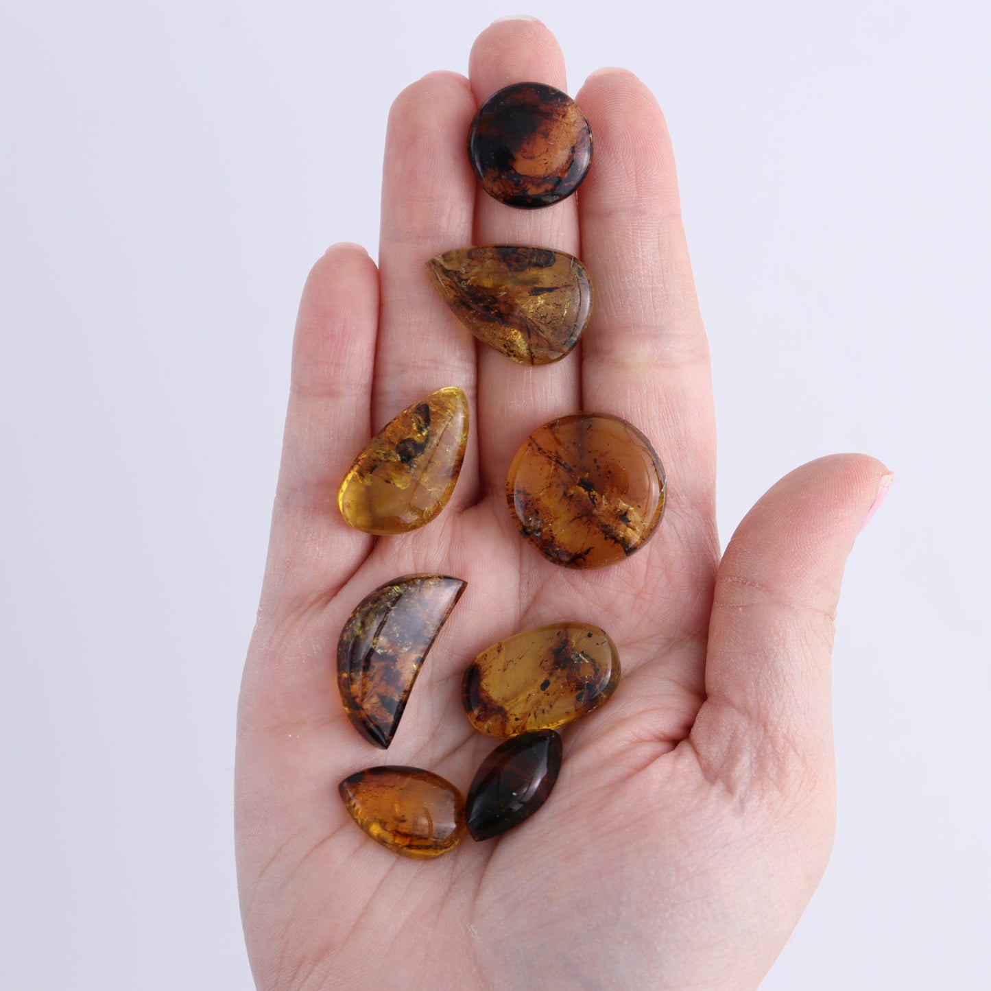 Chiapas Mexico Amber Cabs Set of 8 - Expert Wholesale and Supplier of Wholesale Crystals & Bulk Gemstones, ["Amber","Cabs","Chiapas Amber","Mexico"]