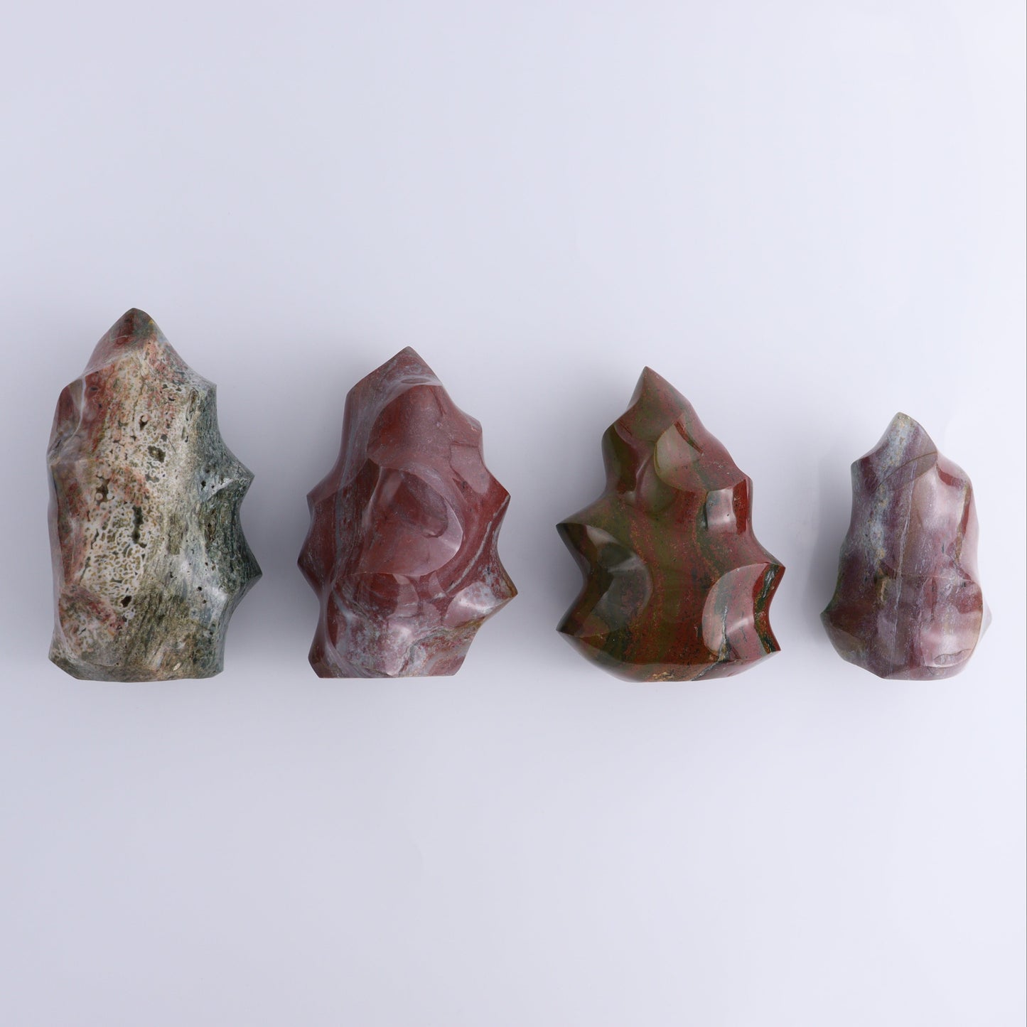 Ocean Jasper Flames Set of 4 - Expert Wholesale and Supplier of Wholesale Crystals & Bulk Gemstones, ["flames","jasper","Madagascar","Ocean Jasper"]