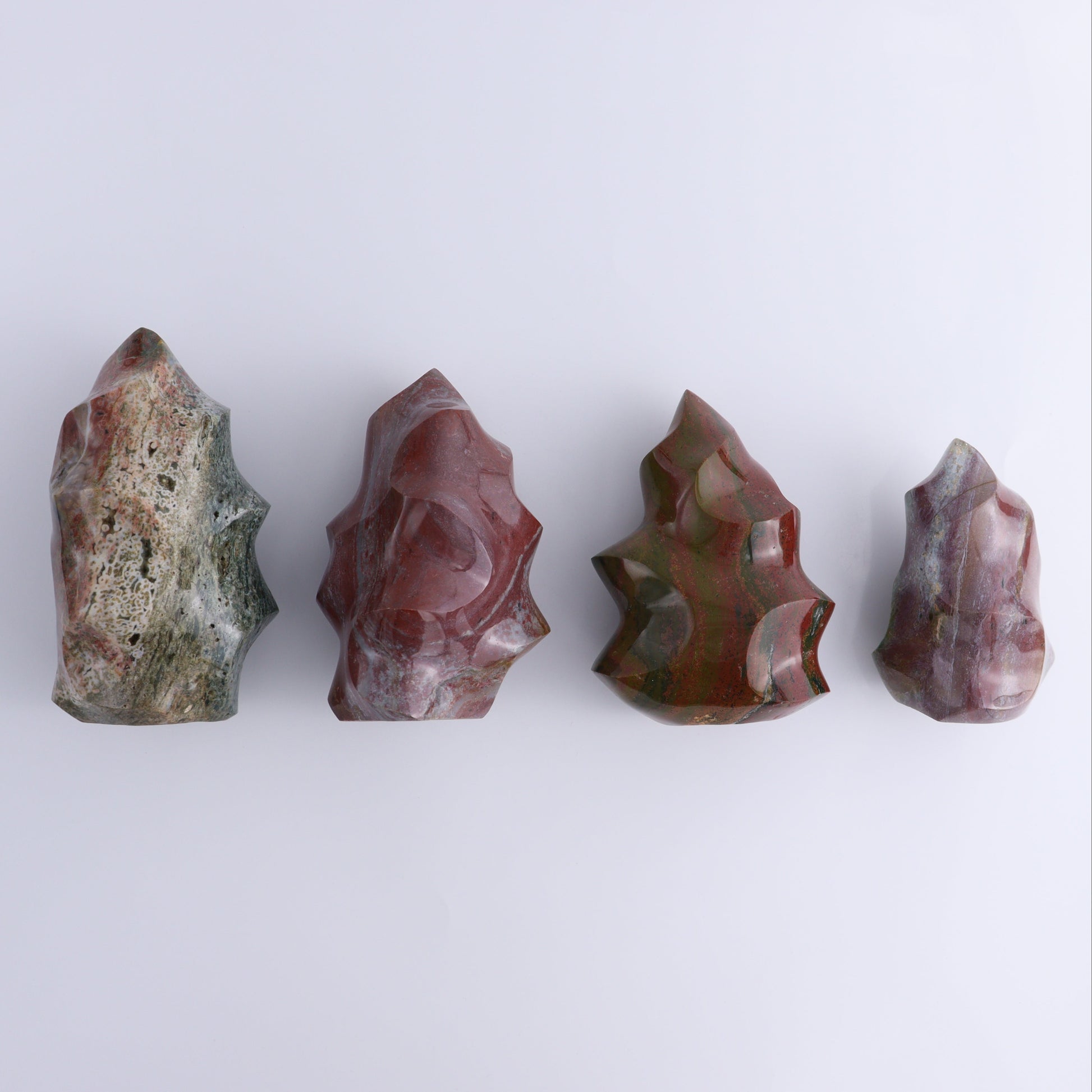 Ocean Jasper Flames Set of 4 - Expert Wholesale and Supplier of Wholesale Crystals & Bulk Gemstones, ["flames","jasper","Madagascar","Ocean Jasper"]