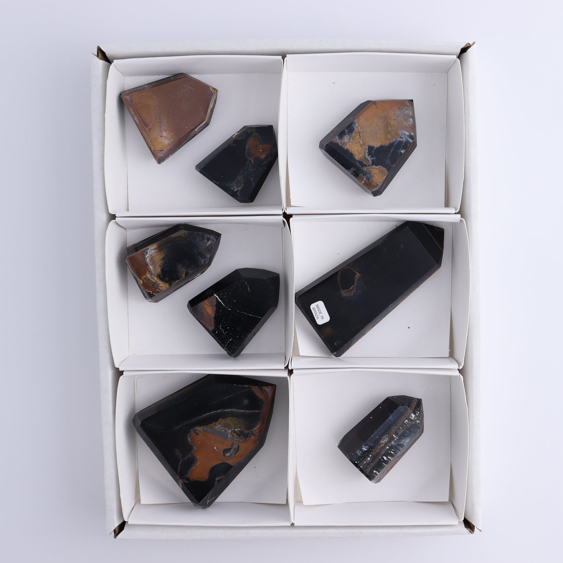 Tiger Eye Towers Set of 8 - Expert Wholesale and Supplier of Wholesale Crystals & Bulk Gemstones, ["Brazil","close_70","Tiger Eye","Towers"]