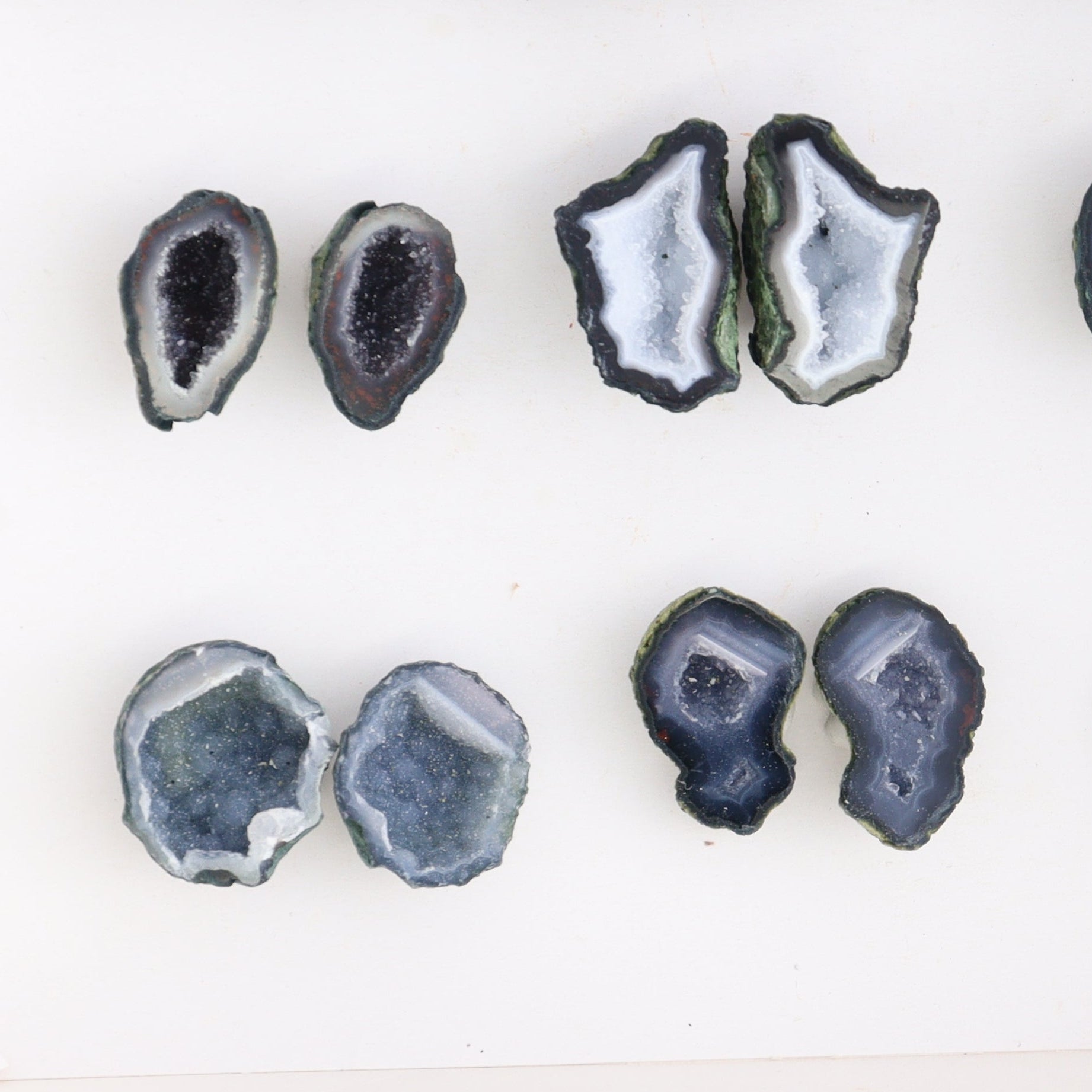 Tabasco Geodes 9 Pairs - Expert Wholesale and Supplier of Wholesale Crystals & Bulk Gemstones, ["Geodes","Tabasco Geode"]