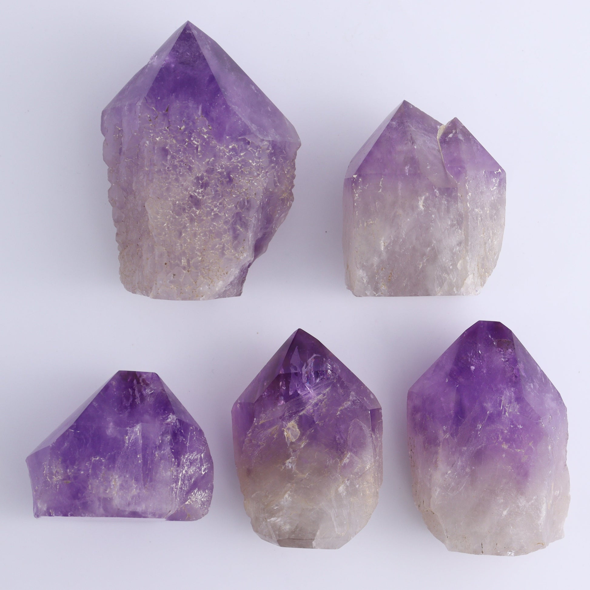 Amethyst Tops Polished Set of 5 - Expert Wholesale and Supplier of Wholesale Crystals & Bulk Gemstones, ["Amethyst","Brazil","Top Polished"]