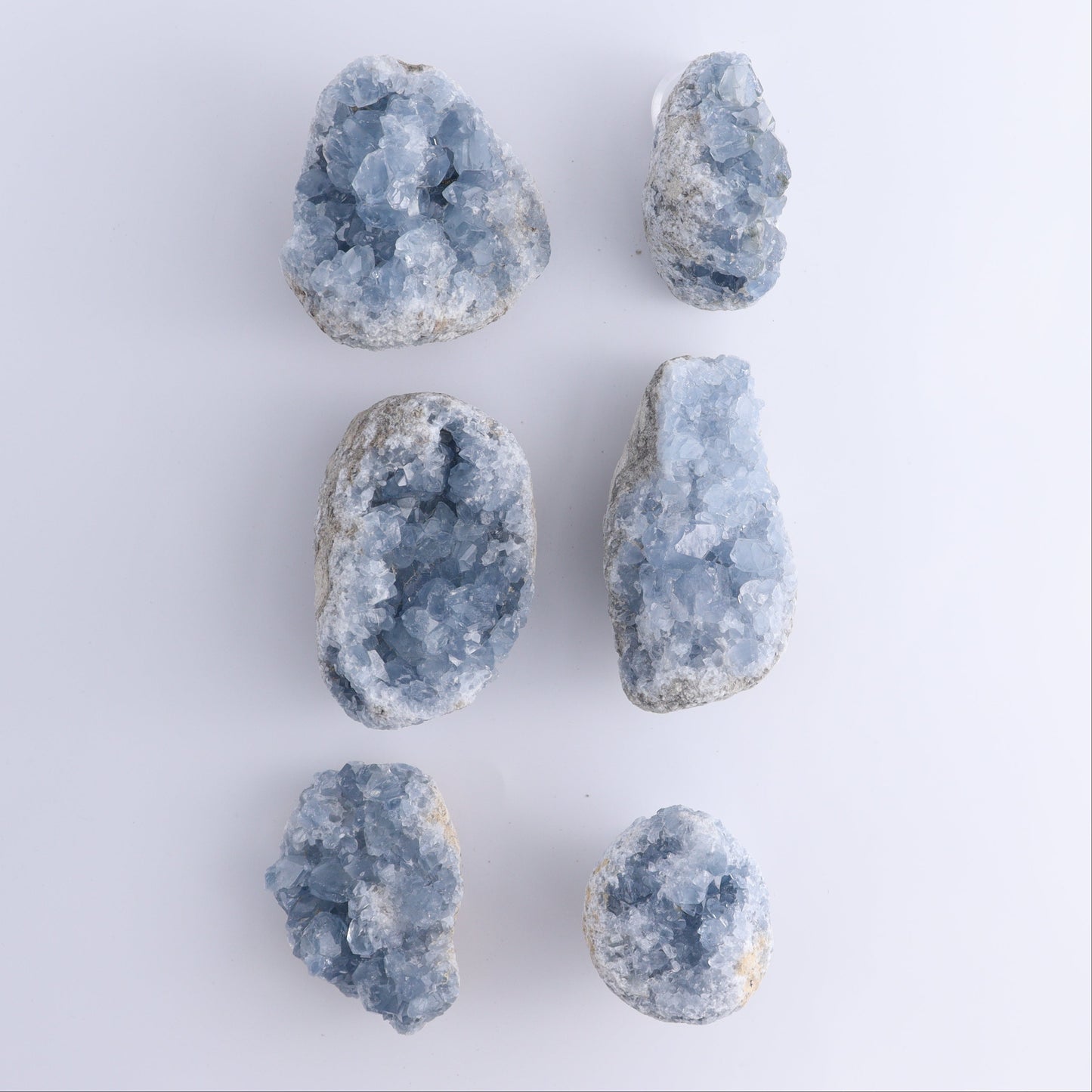 Celestite Clusters Set of 6 - Expert Wholesale and Supplier of Wholesale Crystals & Bulk Gemstones, ["Celestite","Clusters","Freeform"]