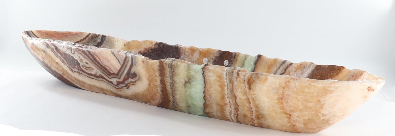 Mexican Onyx/Calcite Canoe Bowl - Expert Wholesale and Supplier of Wholesale Crystals & Bulk Gemstones, ["Bowls","Calcite","canoe","Mexico","onyx"]
