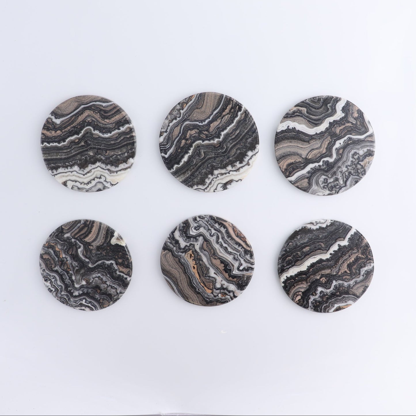 Coaster Set Mexican Onyx/Calcite Black Zebra