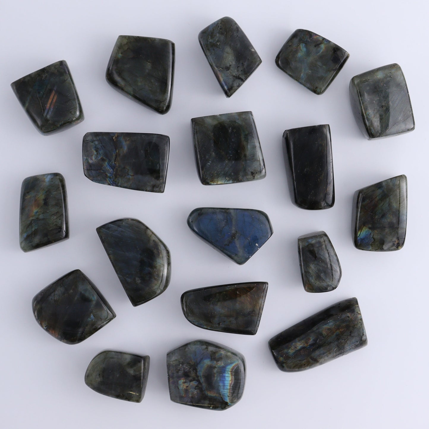Labradorite Freeform Set of 18 - Expert Wholesale and Supplier of Wholesale Crystals & Bulk Gemstones, ["Freeforms","Labradorite","Madagascar"]
