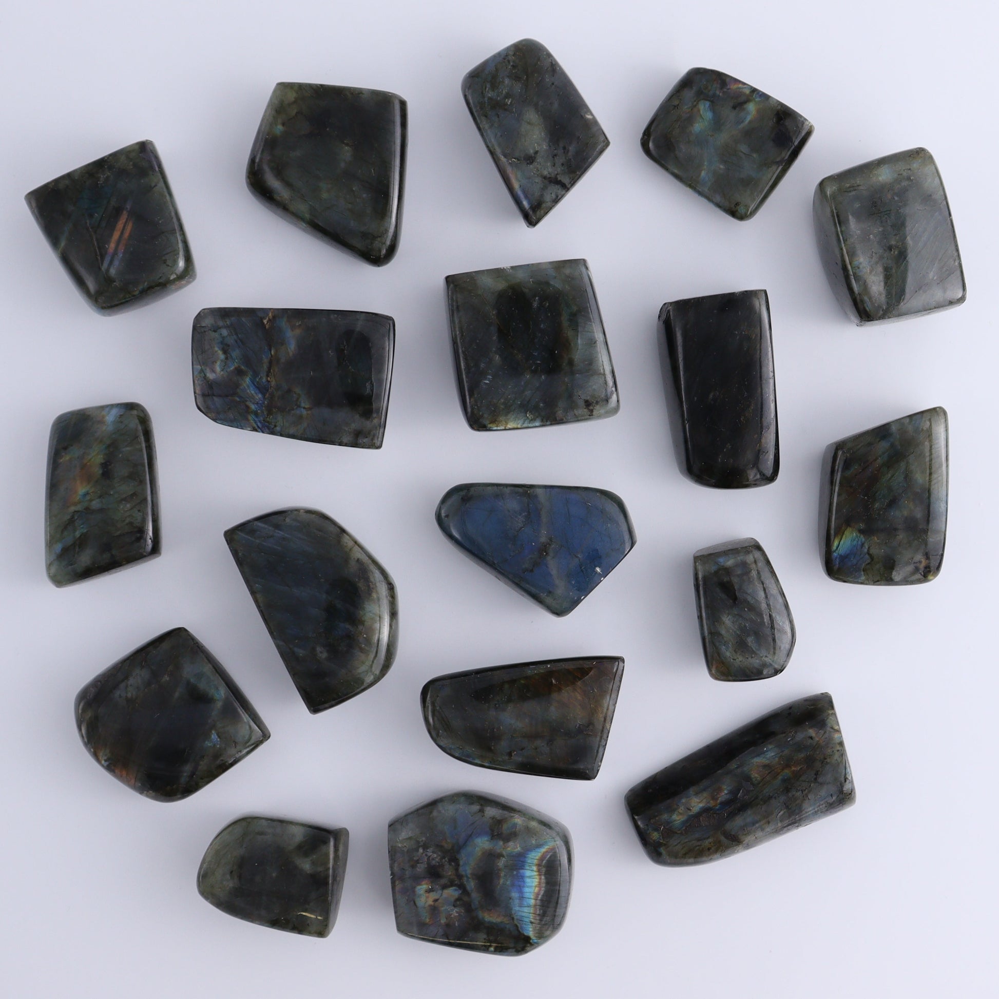 Labradorite Freeform Set of 18 - Expert Wholesale and Supplier of Wholesale Crystals & Bulk Gemstones, ["Freeforms","Labradorite","Madagascar"]