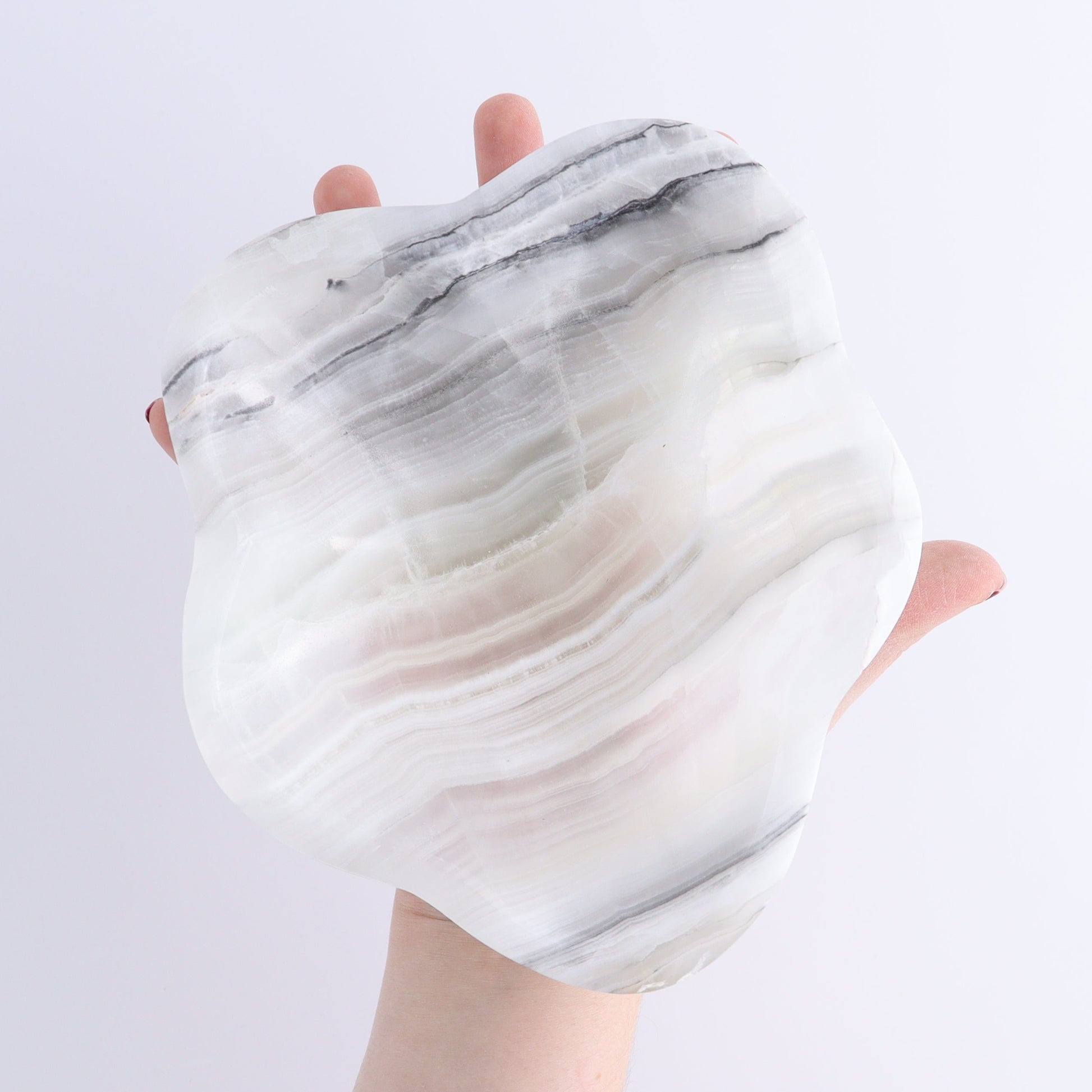 One Mexican Onyx/Calcite White & Grey Irregular Bowl - Expert Wholesale and Supplier of Wholesale Crystals & Bulk Gemstones, ["bowl","Bowls","Calcite","Catalog Onyx","Decorative Dish","Mexico","onyx"]