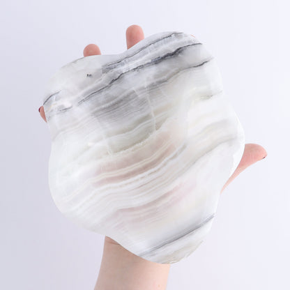 One Mexican Onyx/Calcite White & Grey Irregular Bowl - Expert Wholesale and Supplier of Wholesale Crystals & Bulk Gemstones, ["bowl","Bowls","Calcite","Catalog Onyx","Decorative Dish","Mexico","onyx"]