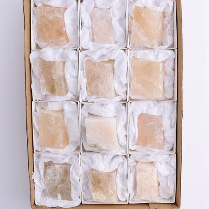 Pink Optical Calcite (Fluorescent) Set of 12 - Expert Wholesale and Supplier of Wholesale Crystals & Bulk Gemstones, ["Calcite","Mexico","Optical Calcite"]
