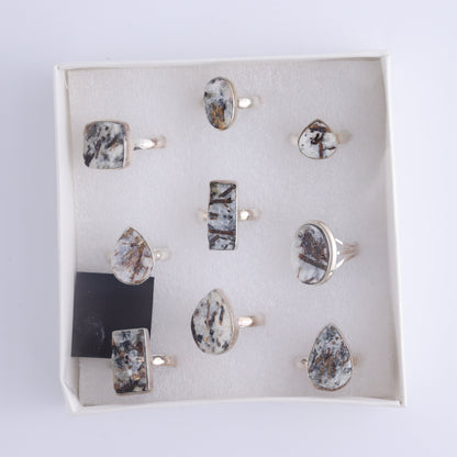 Astrophyllite Rings Set of 9 - Expert Wholesale and Supplier of Wholesale Crystals & Bulk Gemstones, ["Astrophyllite","close_50","India","Ring","rings","sterling silver"]