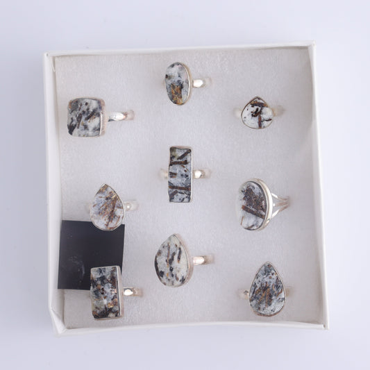 Astrophyllite Rings Set of 9 - Expert Wholesale and Supplier of Wholesale Crystals & Bulk Gemstones, ["Astrophyllite","close_50","India","Ring","rings","sterling silver"]