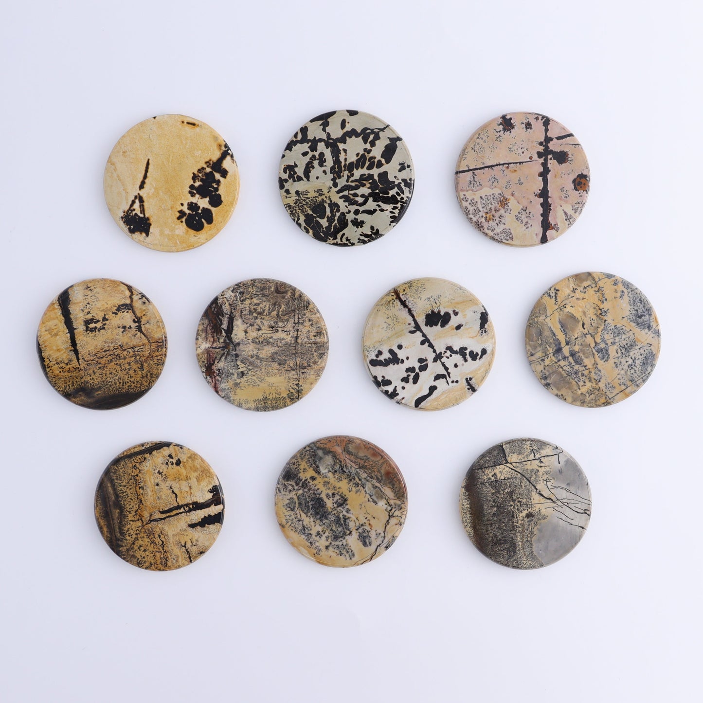 Picture Jasper Discs Set of 10 - Expert Wholesale and Supplier of Wholesale Crystals & Bulk Gemstones, ["China","Picture Jasper","Round"]