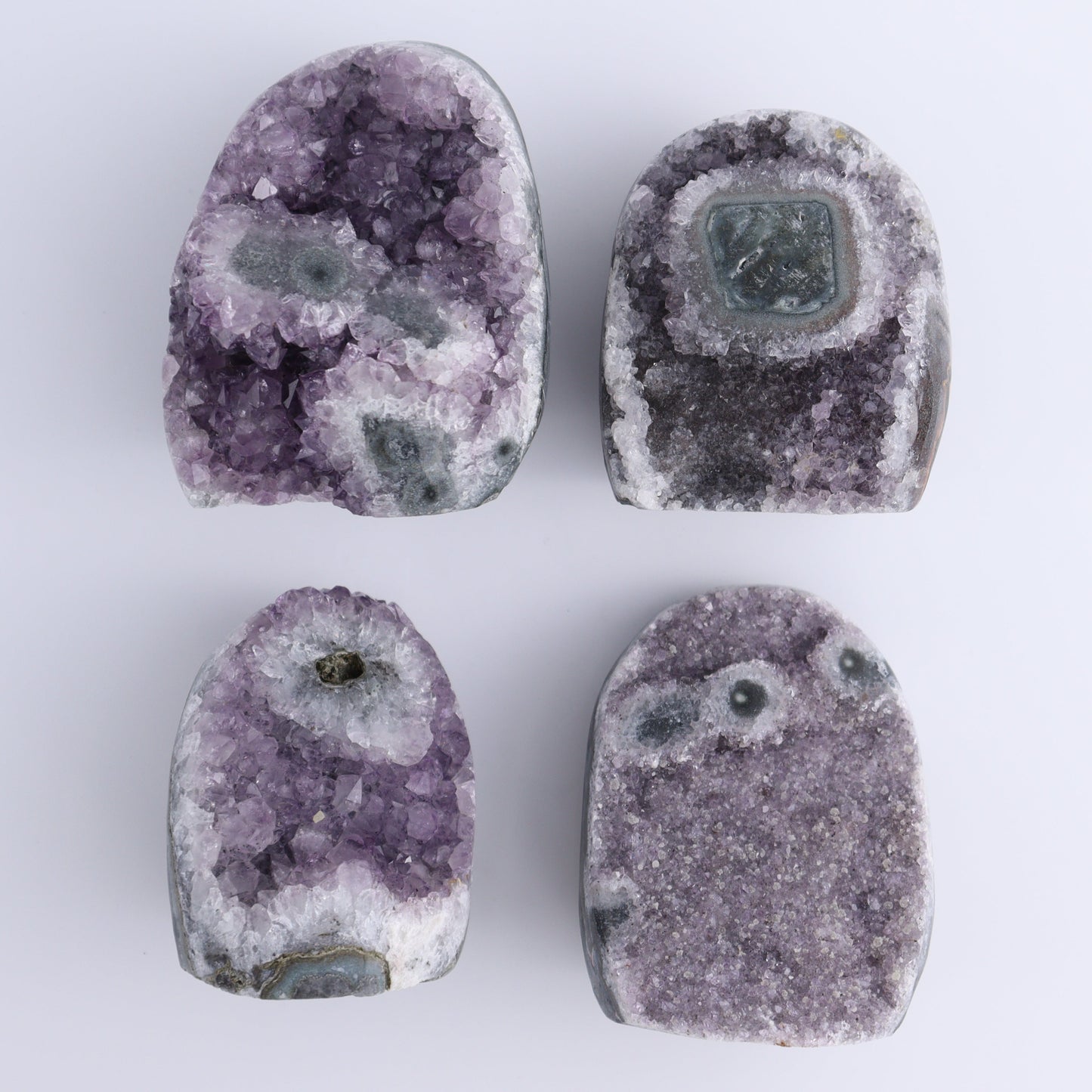 Uruguay Amethyst Set of 4 - Expert Wholesale and Supplier of Wholesale Crystals & Bulk Gemstones, ["Amethyst","Cut Base","Uruguay"]